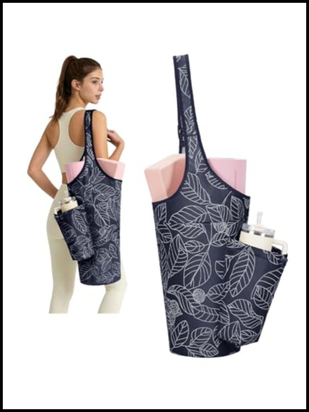 Yoga Mat Bag with 40oz Water Bottle Pocket & Adjustable Strap